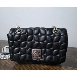 Paris Hilton Women's Madison Quilted Black  Quilted Chain Shoulder Bag NEW